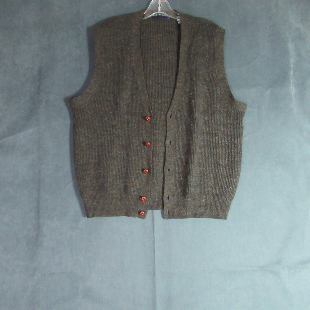 Vtg Claybrooke Sweater Vest Mens Large Brown Wool Blend Professor Golf Grandpa